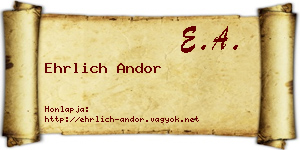 Ehrlich Andor névjegykártya